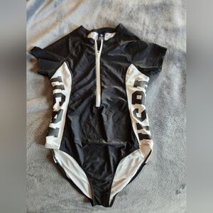 U.S. Polo Assn. Black and White Women's Swim One Piece